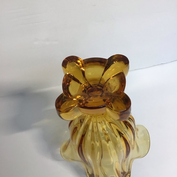 Vintage MCM 8” Viking Glass Amber Swung Stretch 4 Finger Footed Pedestal… - Picture 7 of 12